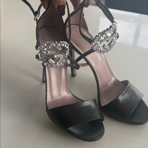 Gucci Black Heels with Crystal Accents